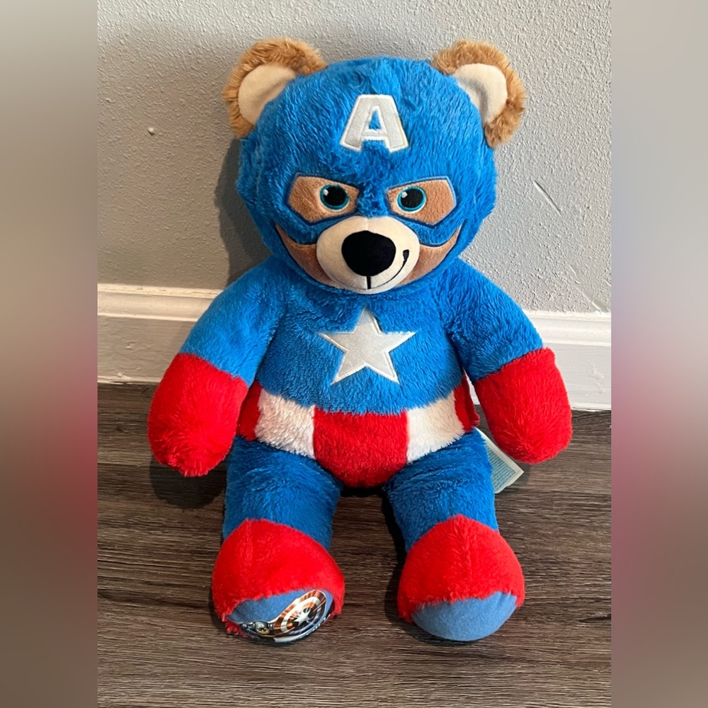 Build A Bear Marvel Captain America 17" Plush Red White Blue Avenger